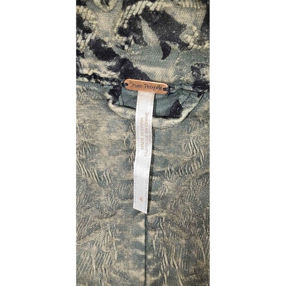 Free People Follow The Flock Moto Jacket Floral Jacquard Black Green Size 4 - Picture 8 of 8